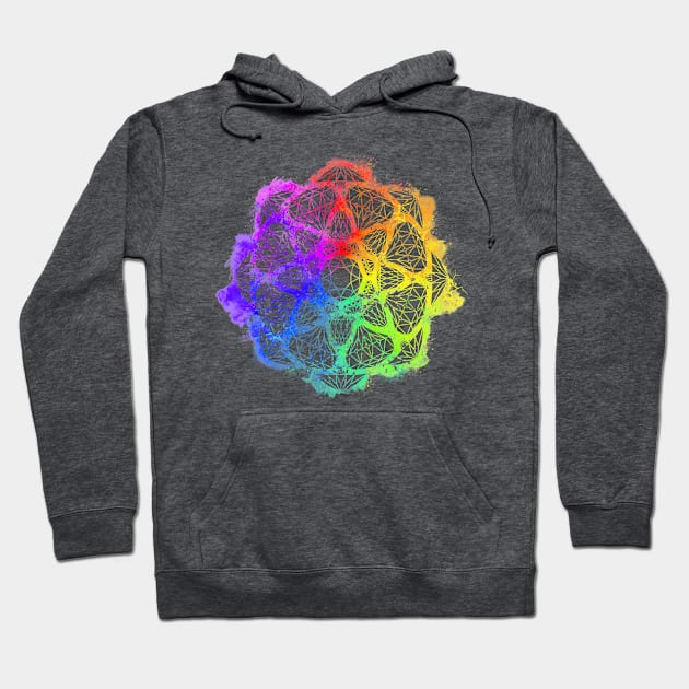 Rainbow Watercolor Crystal Mandala - Clear Silhouette Hoodie by CrystaLinaCrafts